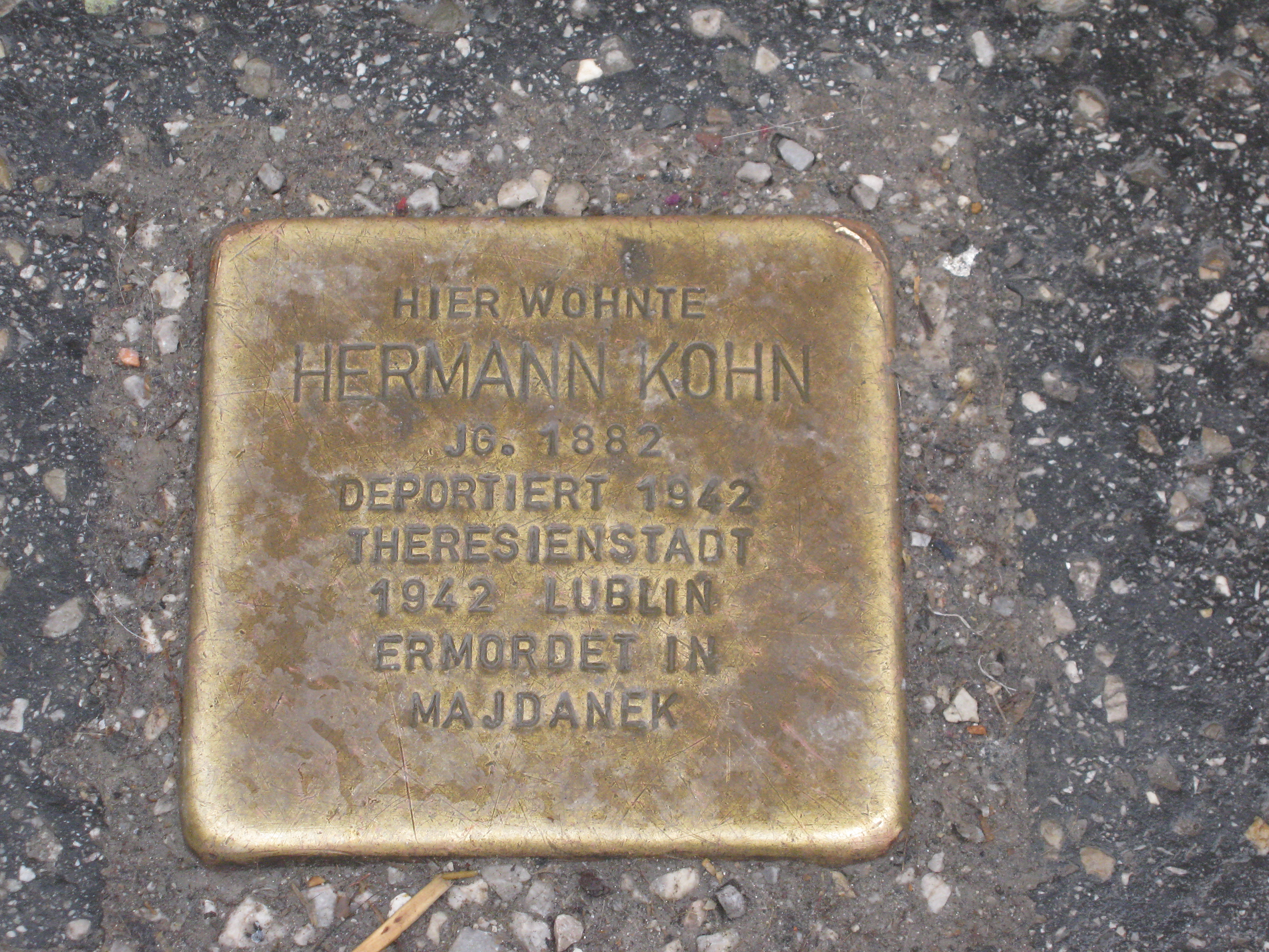 Stolperstein für Hermann Kohn in der Wolf-Dietrich-Straße Nr. 14