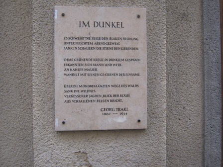 Gedenktafel für Georg Trakl in der Linzergasse