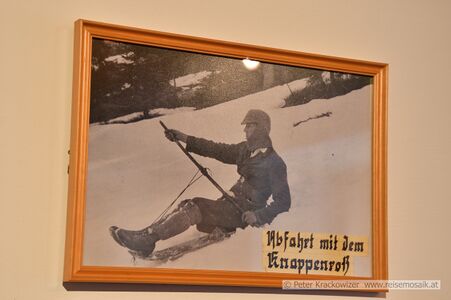 Das Bild zeigt einen Bergknappen in Fahrt auf einem Knappenross.