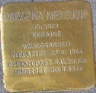 Stolperstein für Paraska Mensjuk in der Paris-Lodron-Straße Nr. 3a