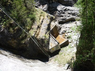 Kraftwerksanlage; Abstiegsleiter zur Staumauersohle in der Wiestalklamm.