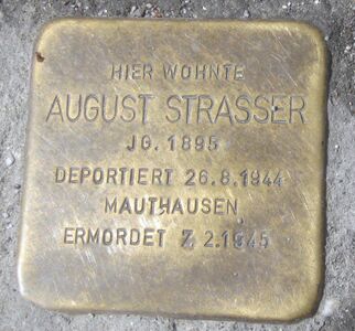 Stolperstein für August Strasser (* 1895; † 1945); in der Vogelweiderstraße Nr. 93
