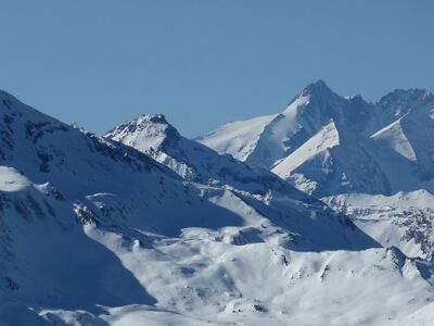 Rechts im Bild der Großglockner, Zoomaufnahme vom Fulseck in Dorfgastein.