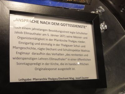 Exponat von der Ausstellung über die Thalgauer Schulgeschichte