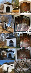 Bilderfolge der fünf Kreuzweg-Kapellen am Weg zur Kalvarienbergkirche in St. Wolfgang.