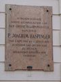 Gedenktafel P. Joachim Haspinger im Schloss Mirabell